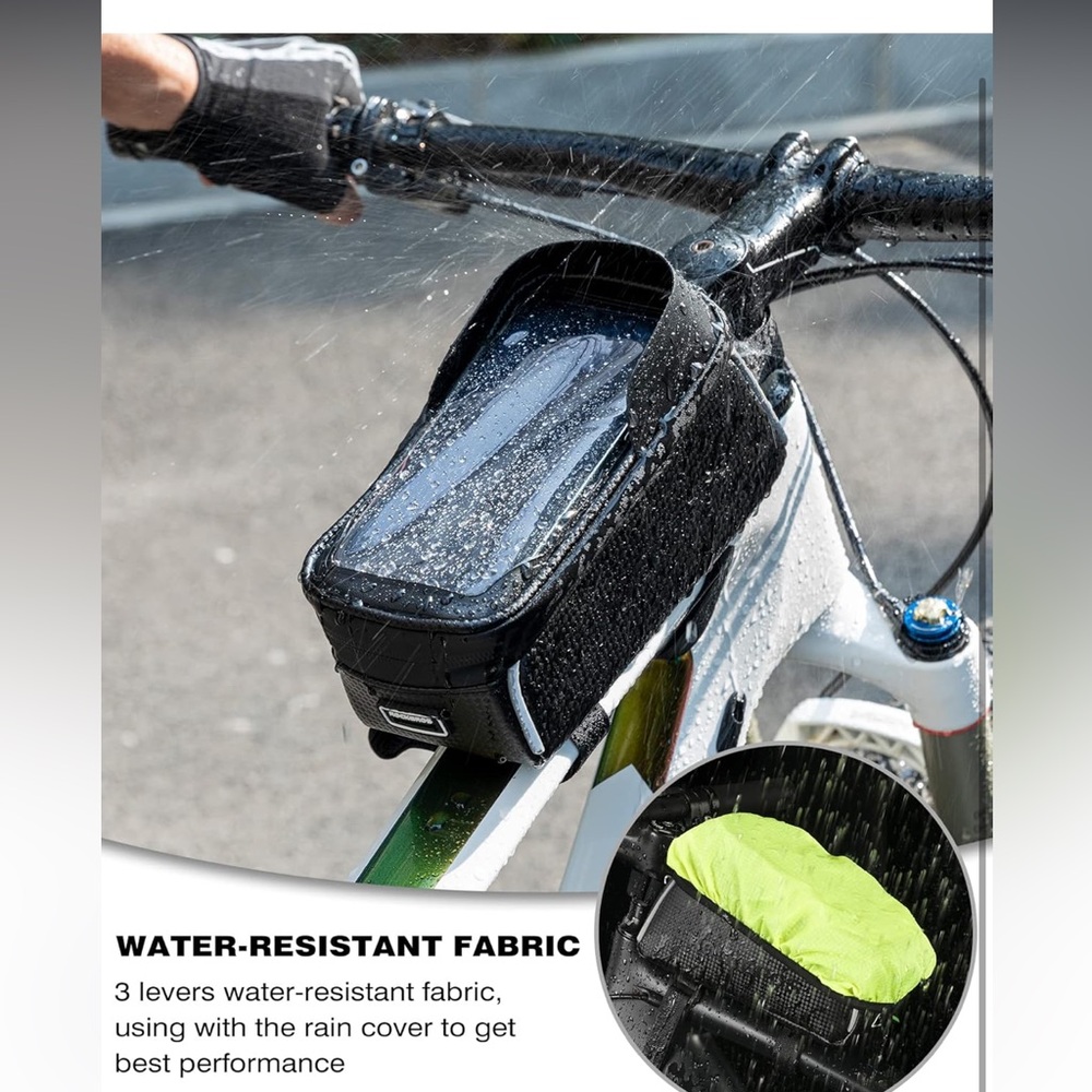 ROCKBROS Bike Phone Front Frame Bag, Waterproof, Compatible Phone Under 6.5” - Picture 3 of 8